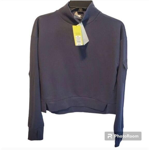 NWT. All In Motion. Dark Blue Cropped Oversize Active Sweater XS - Picture 1 of 7